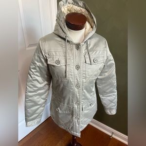 GAP silver hooded puffy coat Size Small